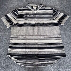 Billy Reid Shirt Mens XL Striped Short Sleeve Button Up Slim Fit Casual Modern